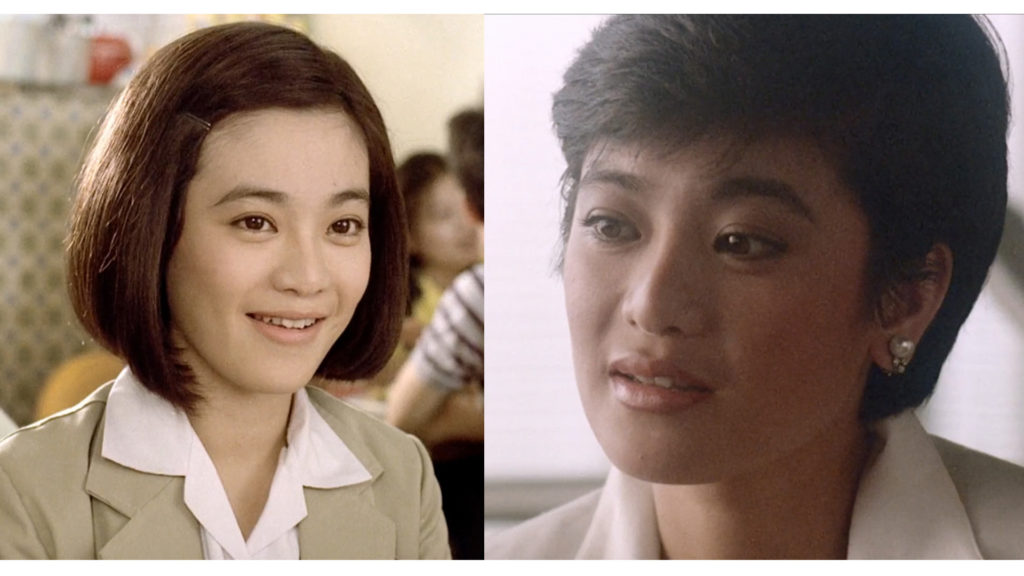 Two images of an Asian woman with dark hair. She is smiling broadly in the image on the left and has medium-length hair. On the right, she is wearing a white business suit, has a short haircut, and is smiling softly.