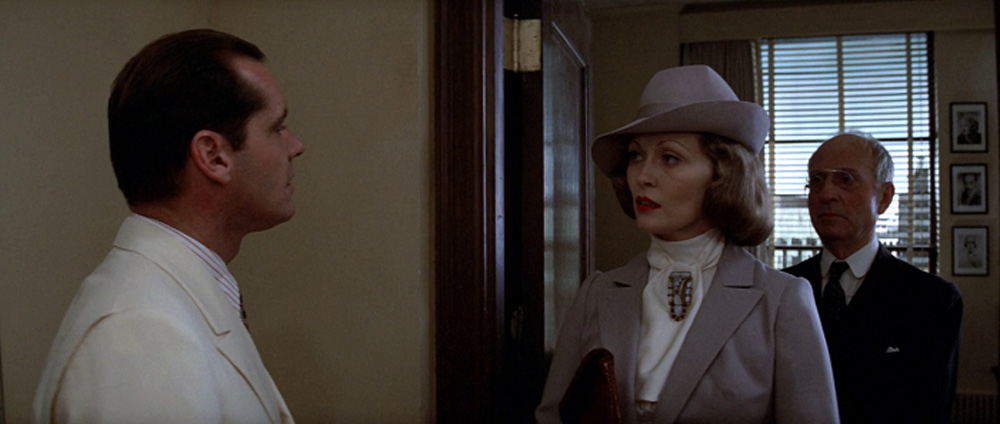 Faye Dunaway in character as Evelyn Mulwray meets Jake Gittes, played by Jack Nicholson, in Chinatown.