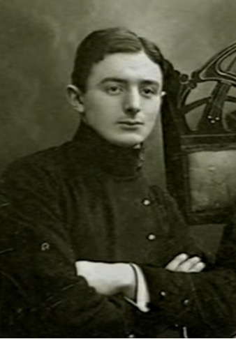 A black and white photograph of a man