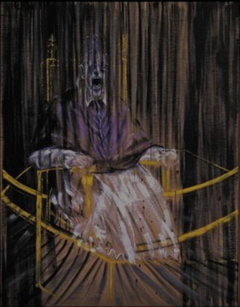An image of Francis Bacon's Study after Velázquez's Portrait of Pope Innocent X (1953)