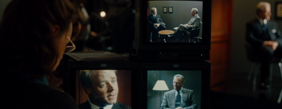 Jeffrey Wigand (Russell Crowe) records his whistleblowing interview for 60 Minutes in Michael Mann’s The Insider (1999).