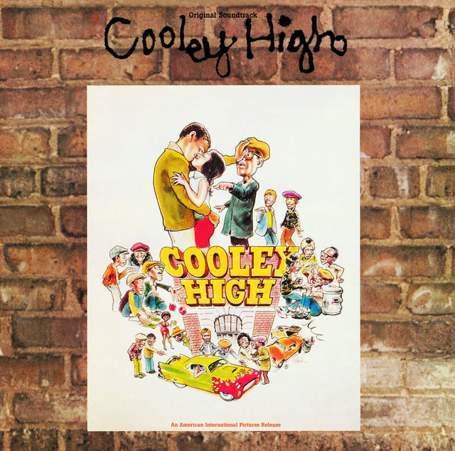 Cover of the Cooley High soundtrack album with the film's illustrated poster against a brick wall.