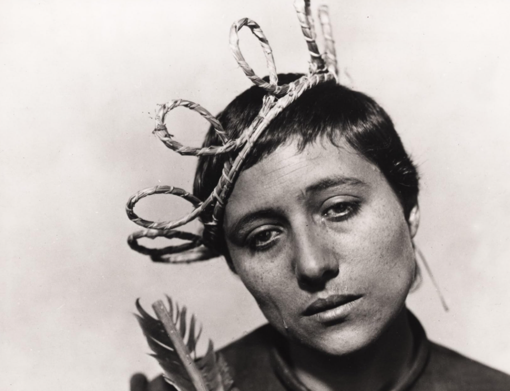 Close-up of Joan of Arc in tears with a fake crown in The Passion of Joan of Arc (1928).