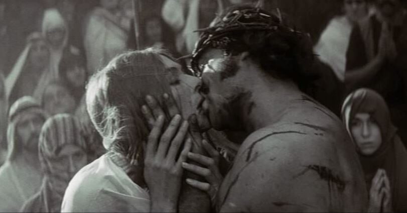 Sister Jeanne (Vanessa Redgrave) fantasizing kissing Father Urbain Grandier (Oliver Reed) as he wears the crown of thorns.